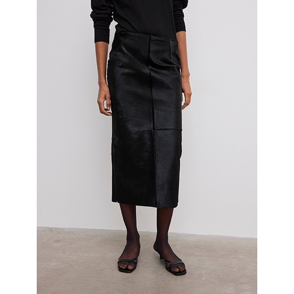 Pony Leather Skirt Black