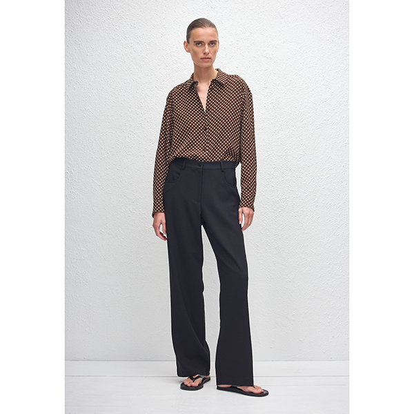 Long Sleeve Silk Shirt Polka Dot