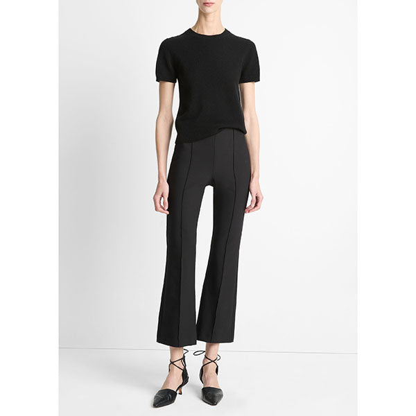 Niki Mid Rise Pintuck Crop Flare Pant Black