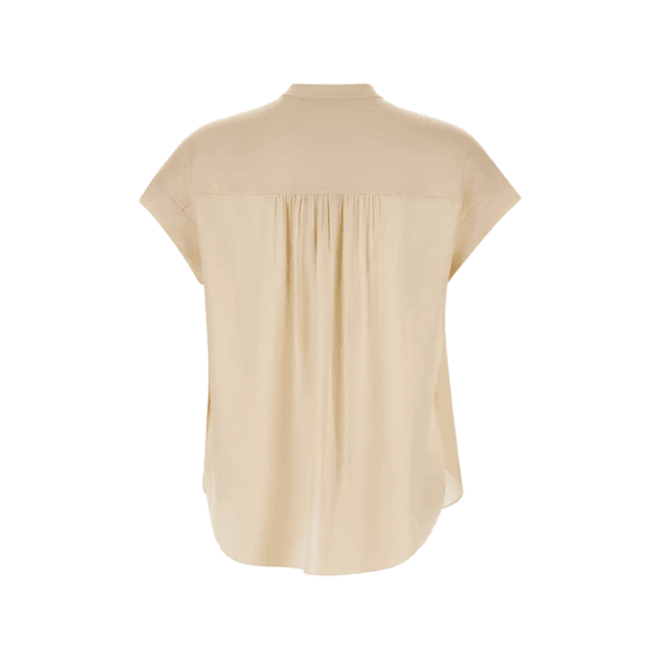 Gathered Nk Cap Slv Blouse Creme