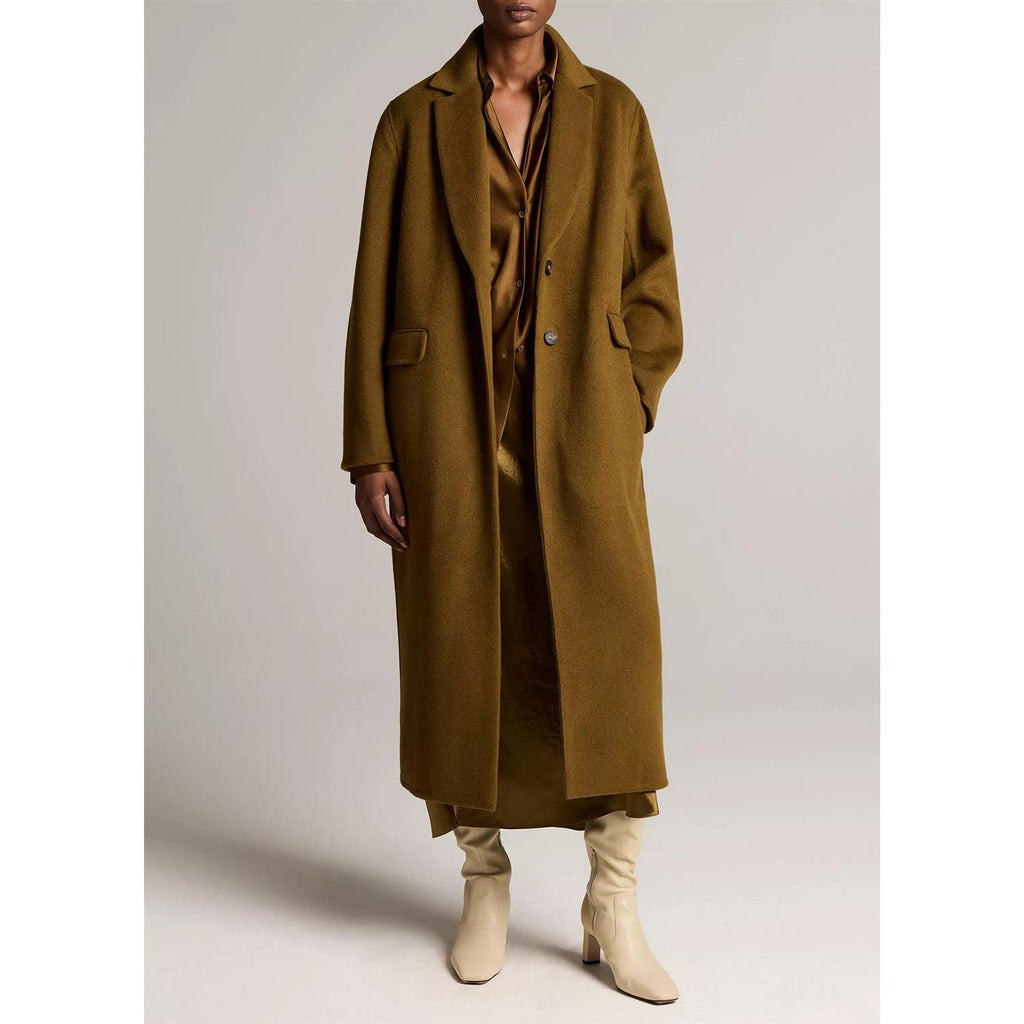 Single Breasted Classic Coat Moss Ochre