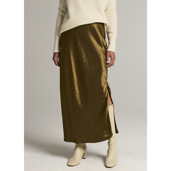 Side Slit Slip Skirt Moss Ochre