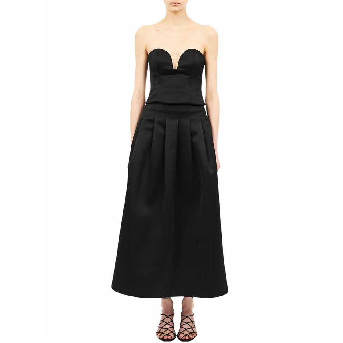 Delara Satin Midi Skirt Noir