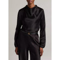 Draped Cowl Nk L/S Black
