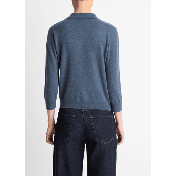 Cashmere Silk Polo Sweater Azura