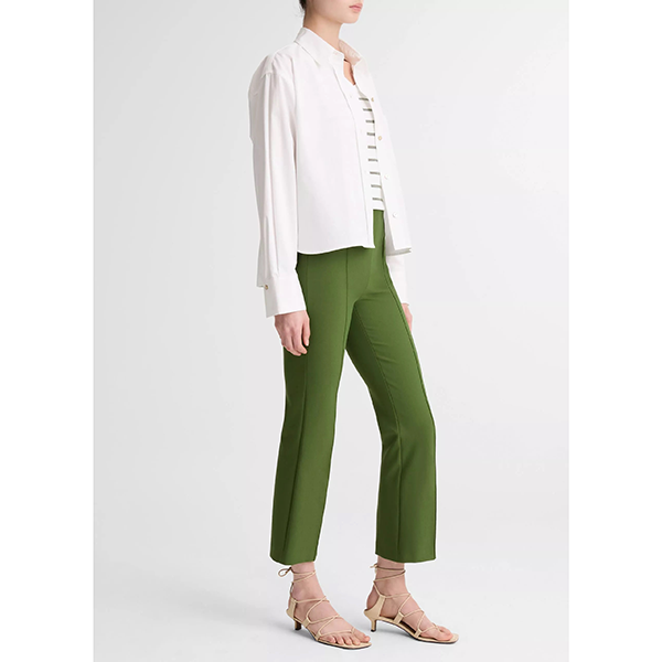 Niki Mid Rise Pintuck Crop Flare Pant Herb