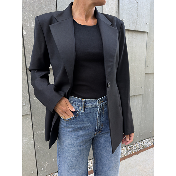 Fitted Wool Blazer Black
