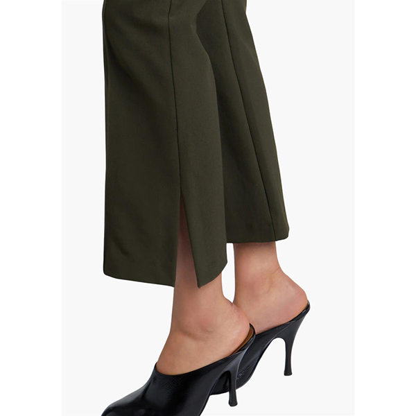 Miki Mid Rise Crop Flare Side Split Hem Dark Thyme