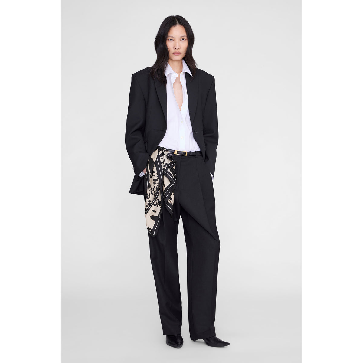 York Scarf Leopard Pearl White