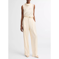 High Waist Satin Trouser Flax