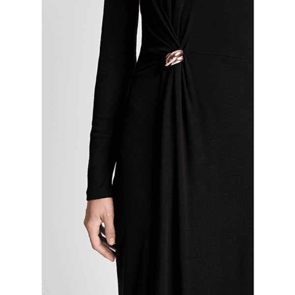 L/S Side Drape Dress Black