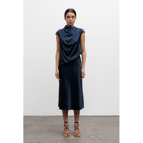 Hana Satin Skirt Midnight blue