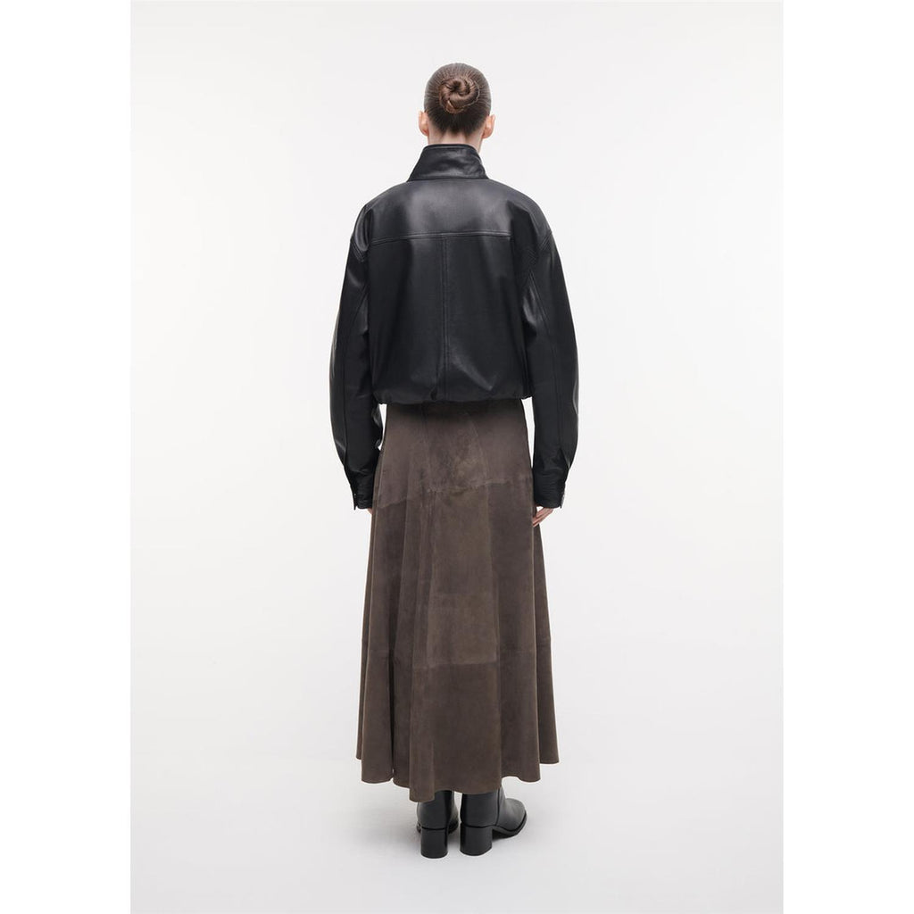 Helena Suede Leather Skirt Browngrey