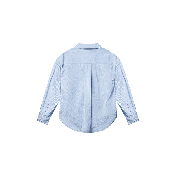 Venice Seersucker Classic Stripe Shirt Blue Stripe