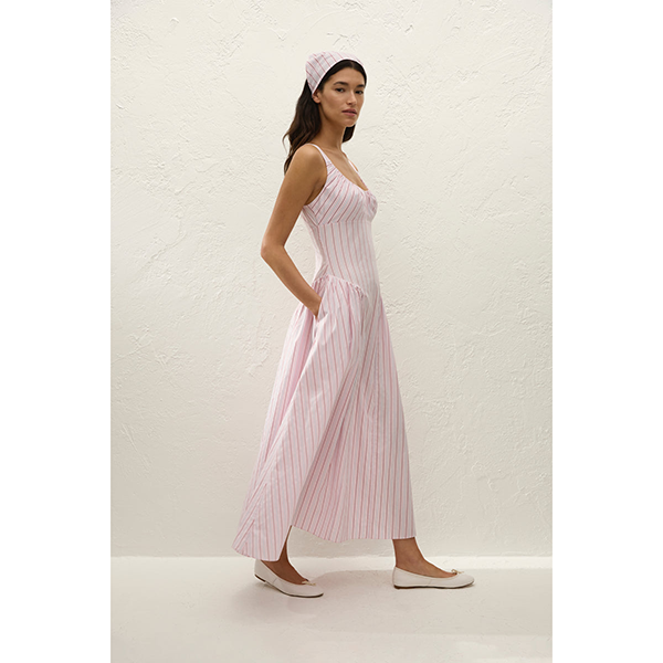 Marcella Midi Dress Fiori Stripe Palazzo