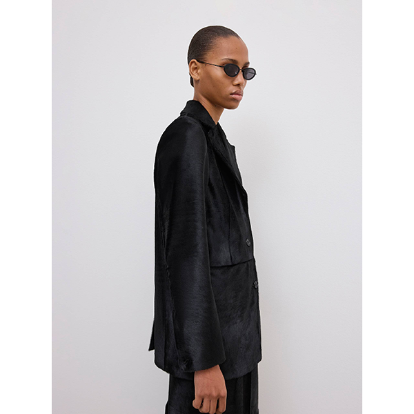 Pony Leather Blazer Black