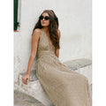Lido Maxi Dress Carmen Stripe Sand Cedar