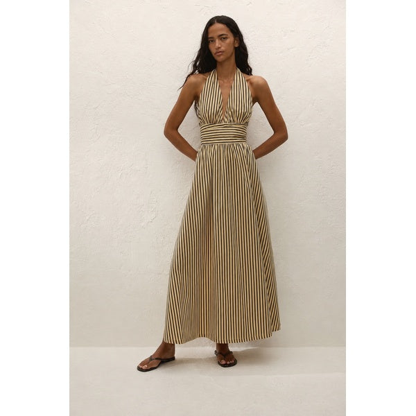 Lido Maxi Dress Carmen Stripe Sand Cedar