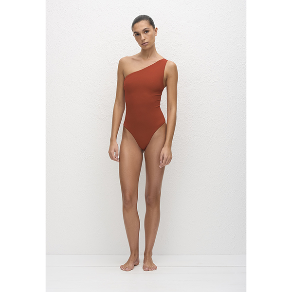 Asymmetric Maillot Tomato Crinkle