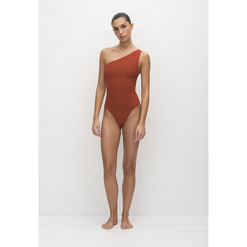 Asymmetric Maillot Tomato Crinkle