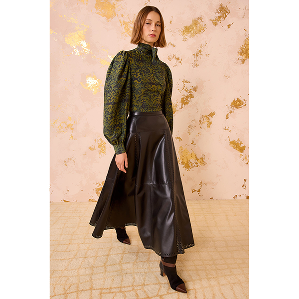 Aninda Leather Midi Skirt