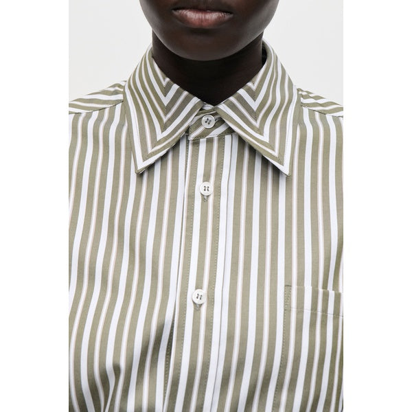 Pocket Detail Shirt Marsh Green/White