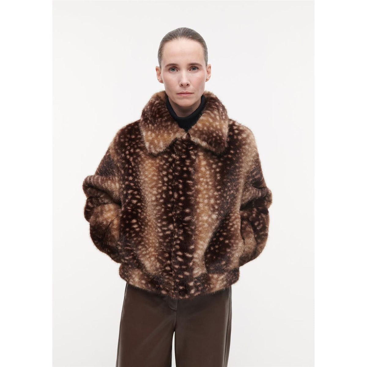Lucy Faux Fawn Jacket Brown