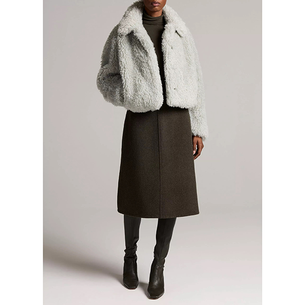 Faux Fur Crop Jacket Stone Sage
