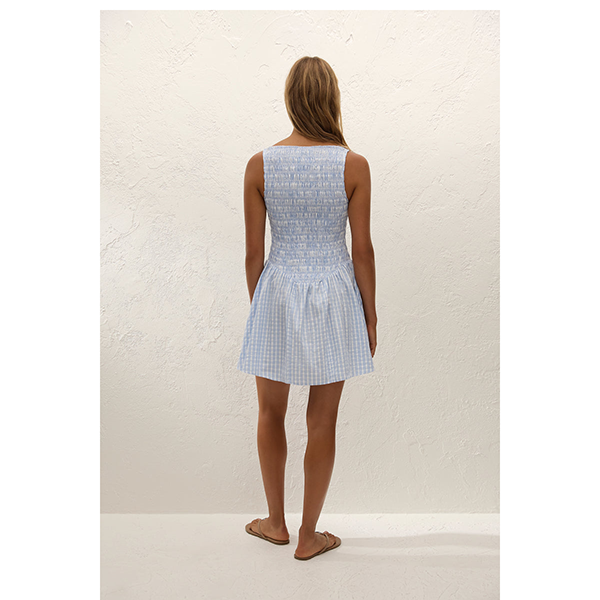 Martina Mini Dress Paloma Check Light Blue