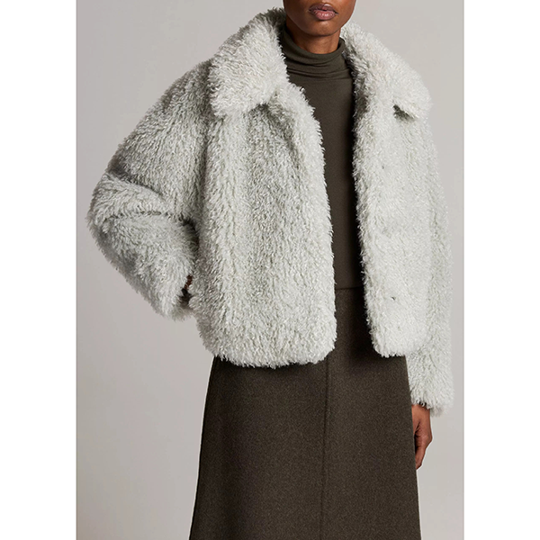 Faux Fur Crop Jacket Stone Sage