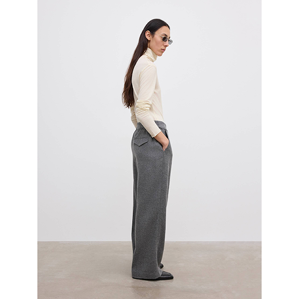 Elastic Wool Trouser Light Grey Melange