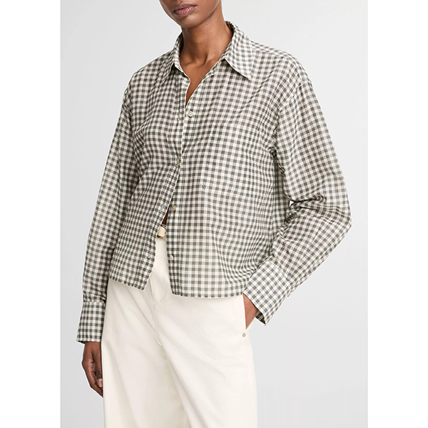 Cropped L/S Shirt Off White/Smoke