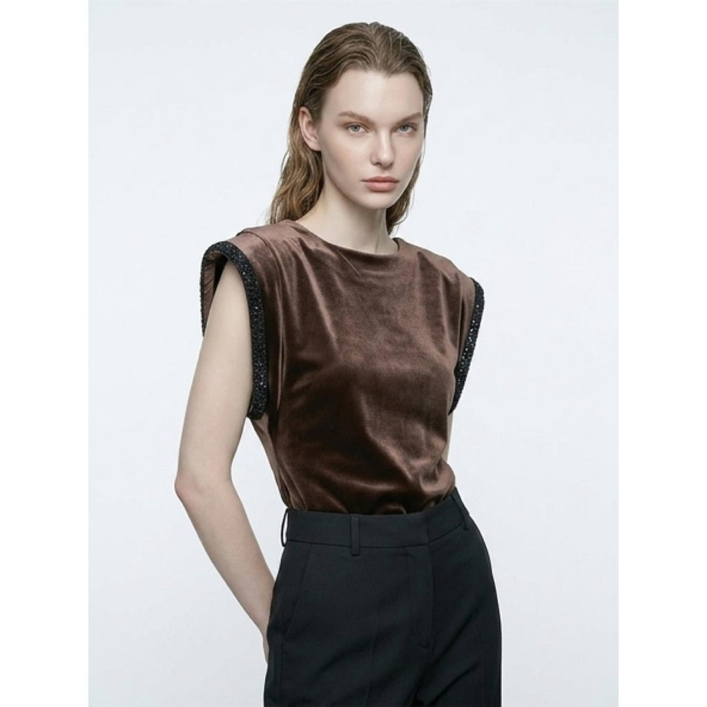 Sunset Velour Top Cocoa Brown