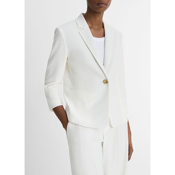 Linen Shrunken Blazer Off White