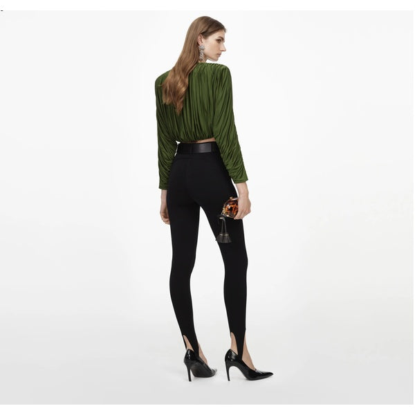 Olive jersey Gathered Top