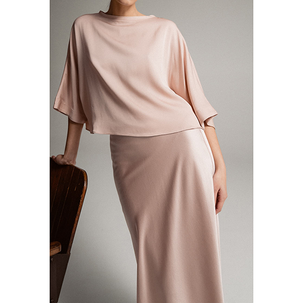 Hana Satin Skirt Dusty Pink