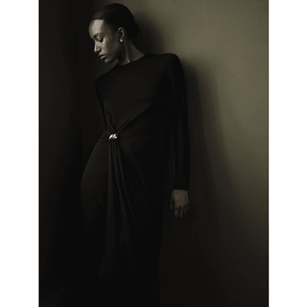 L/S Side Drape Dress Black