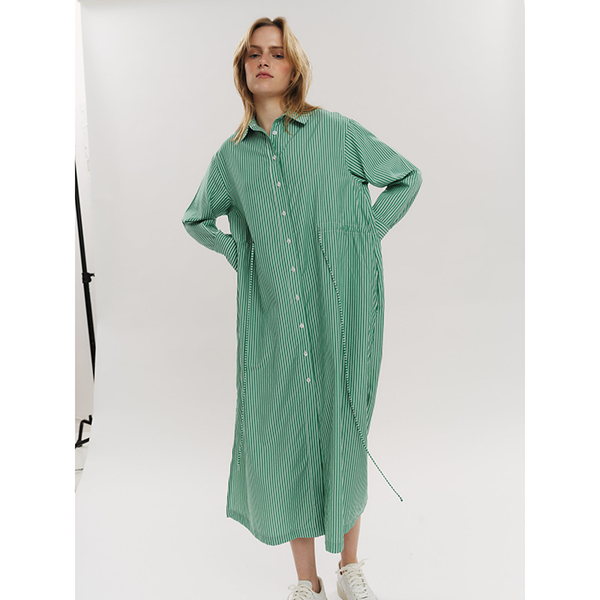 Sally Midi Dress Vineyard Green Stripe