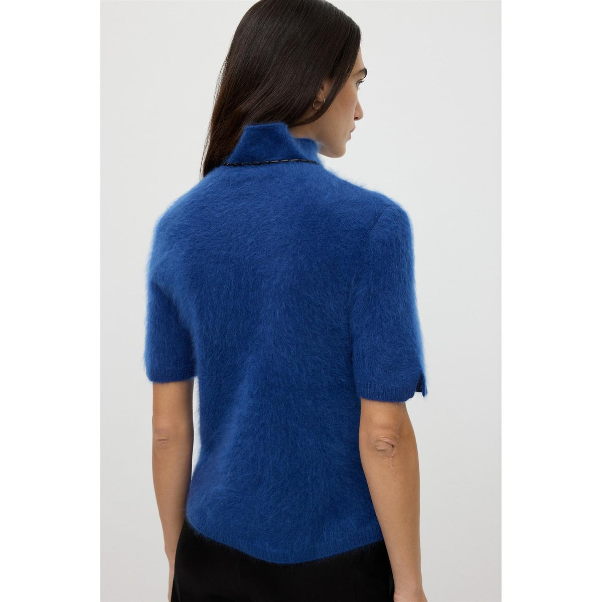 Brushed Short Sleeve Turtleneck Ink Blue