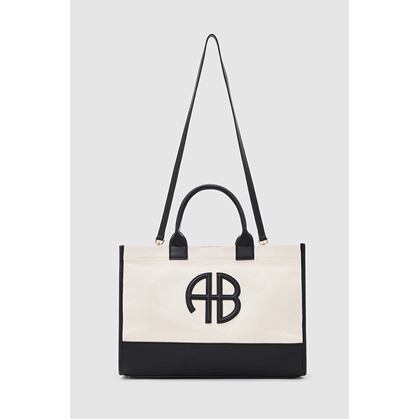 Medium Lara Tote Natural Canvas/Black