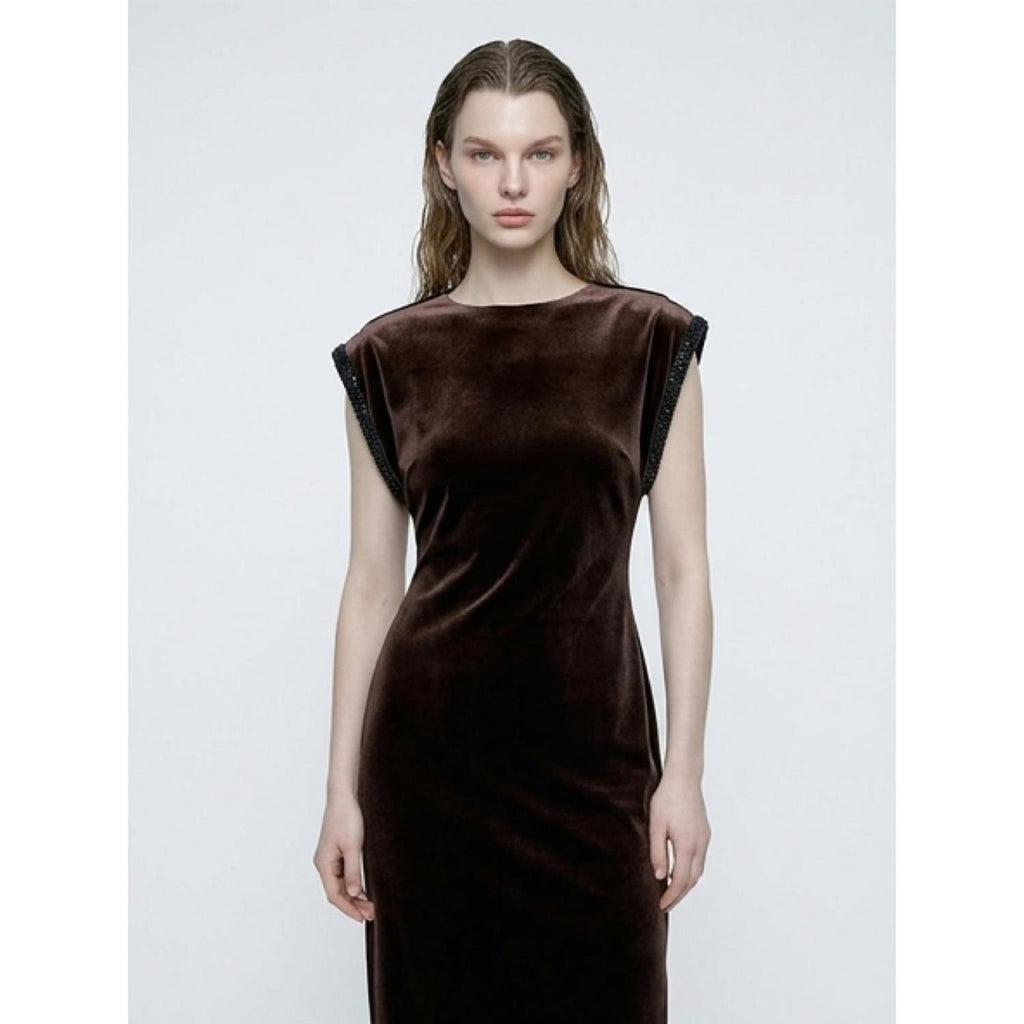 Sunset Velour Dress Cocoa Brown