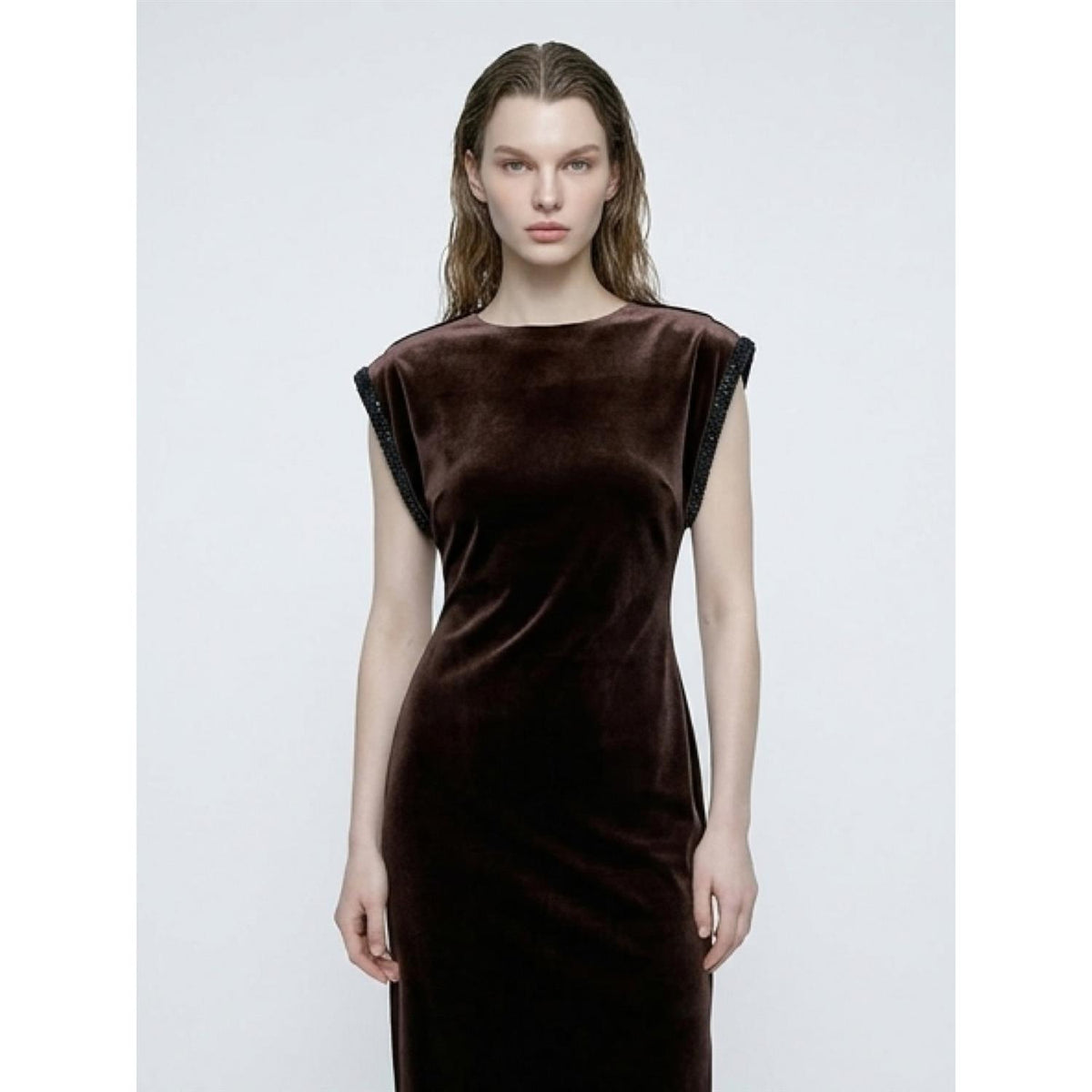 Sunset Velour Dress Cocoa Brown