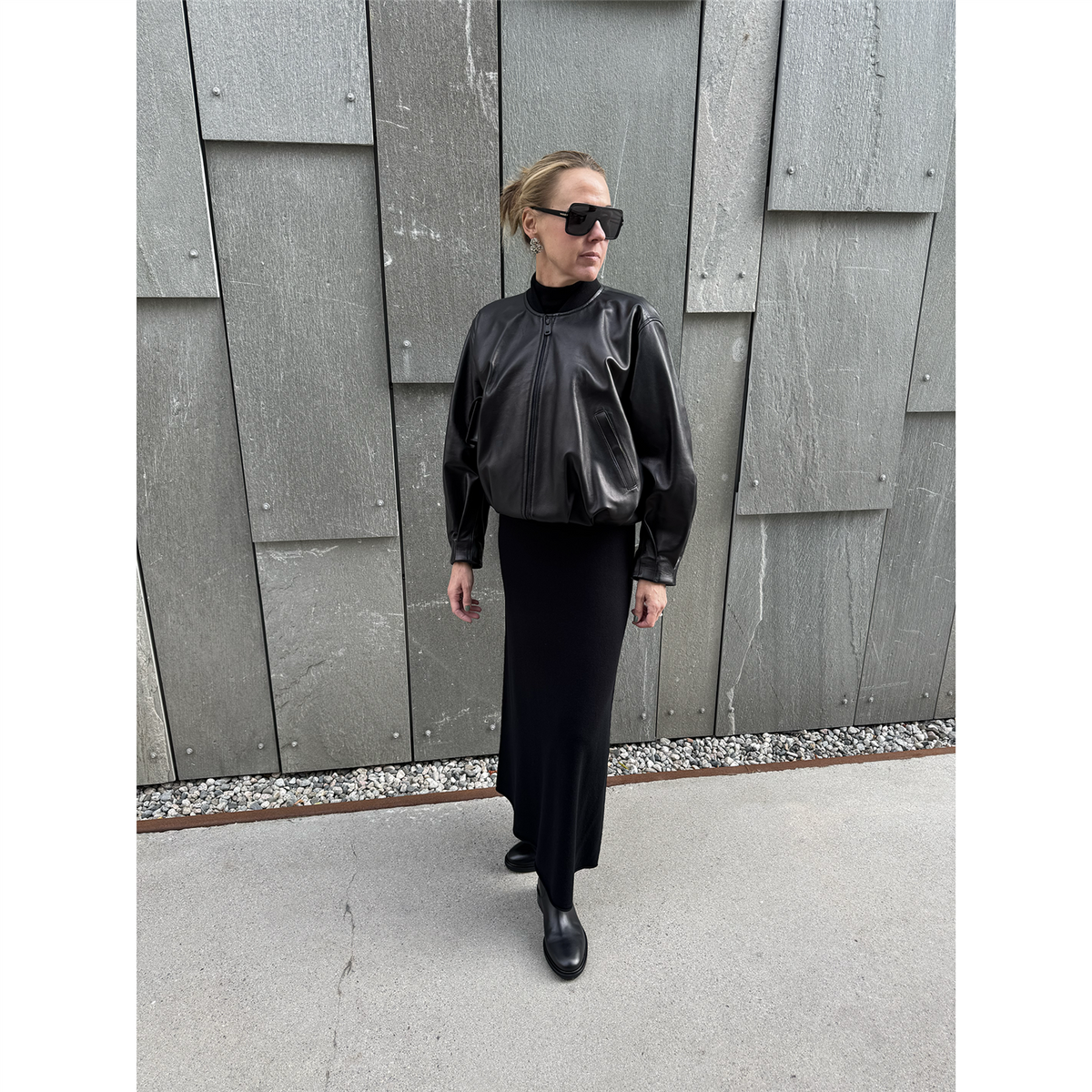 Leather Blouson Black