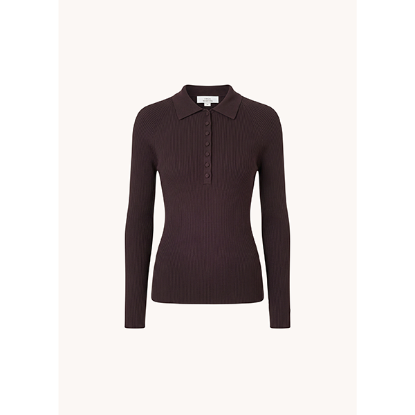 Ribbed Raglan Polo Blackberry