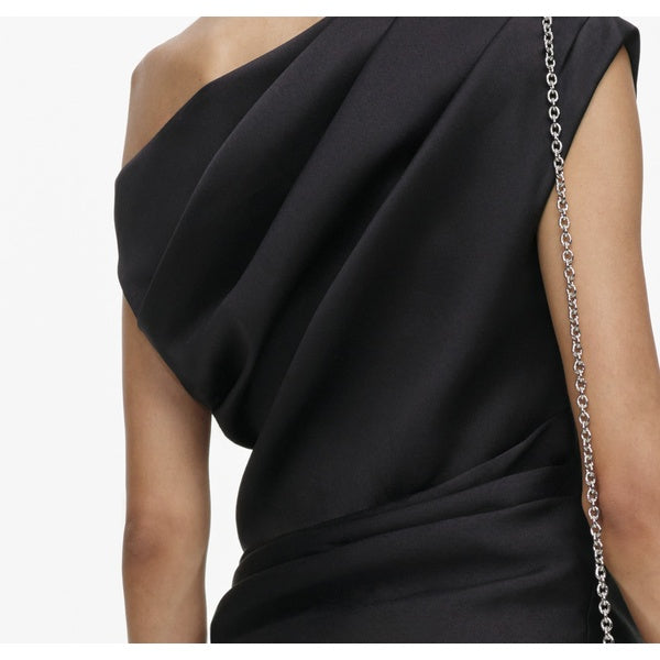 Black Taffeta Draped Top
