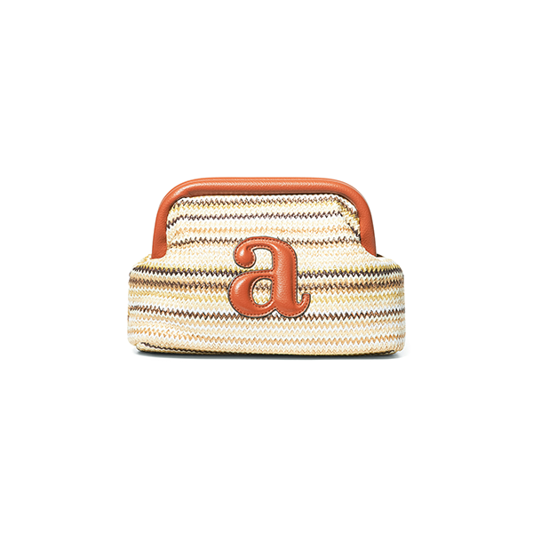 Raffia Clutch Stripe Ecru Combo