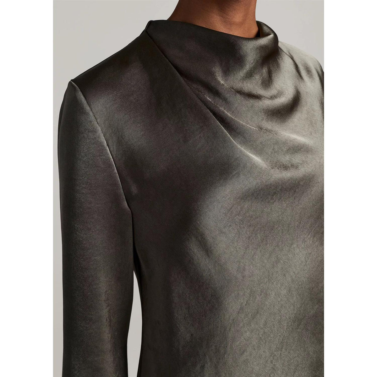 Draped Cowl Nk L/S Dusty Olive