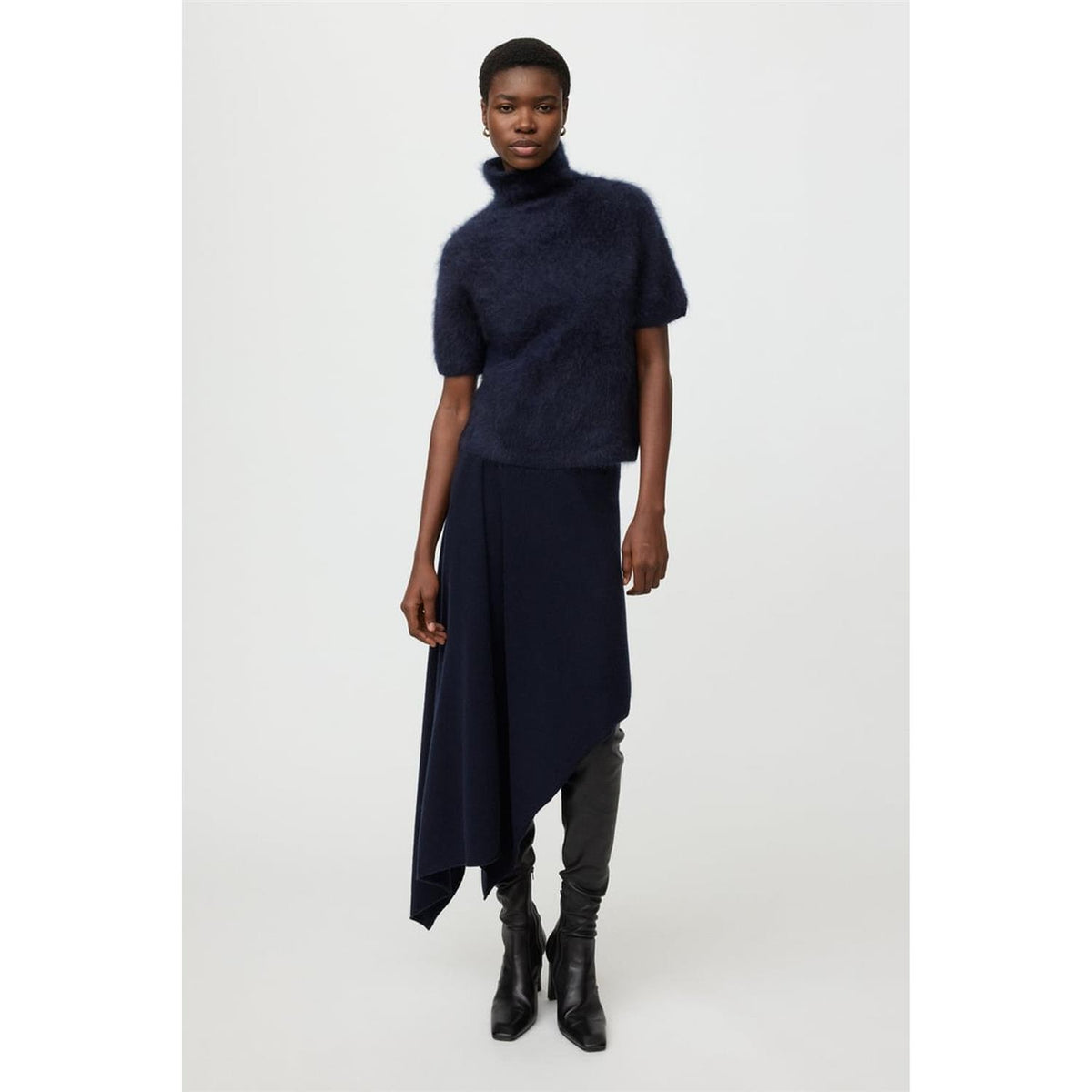 Brushed Short Sleeve Turtleneck Navy