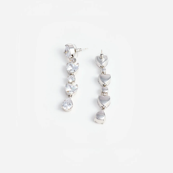 Crystal Heart Tiered Earrings