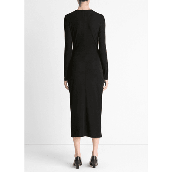 L/S Side Drape Dress Black